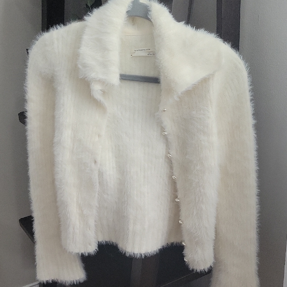 Anthropologie Cream Teddy Jacket